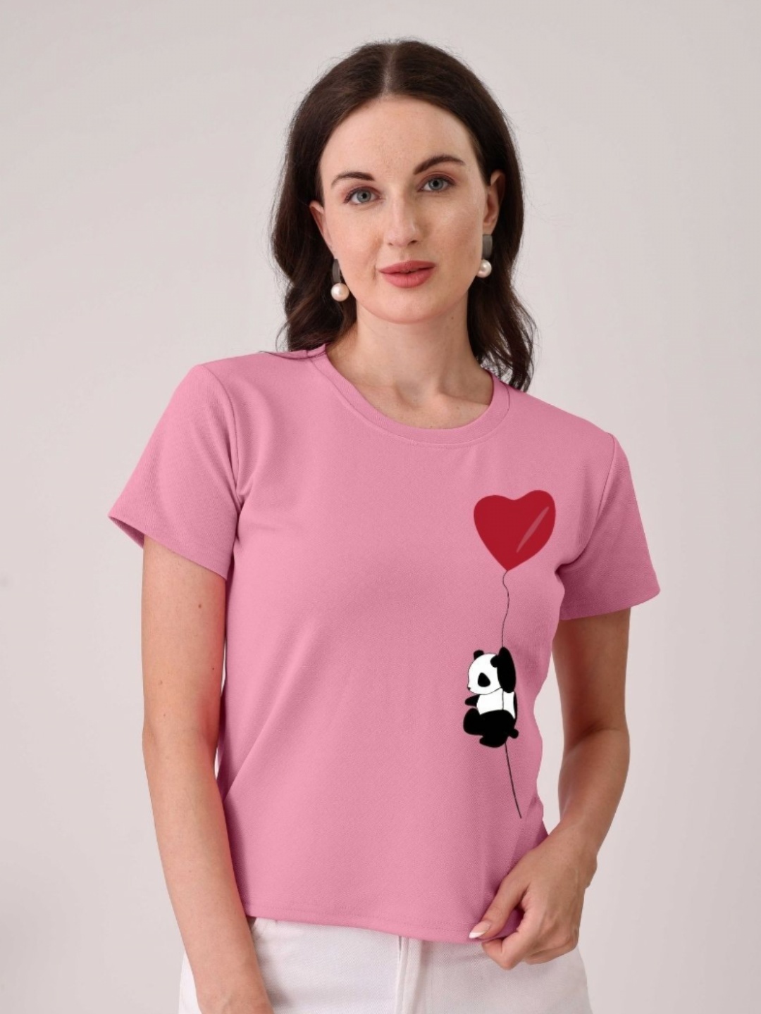 

Moda Rapido Women Graphic Printed Round Neck Cotton T-shirt, Pink