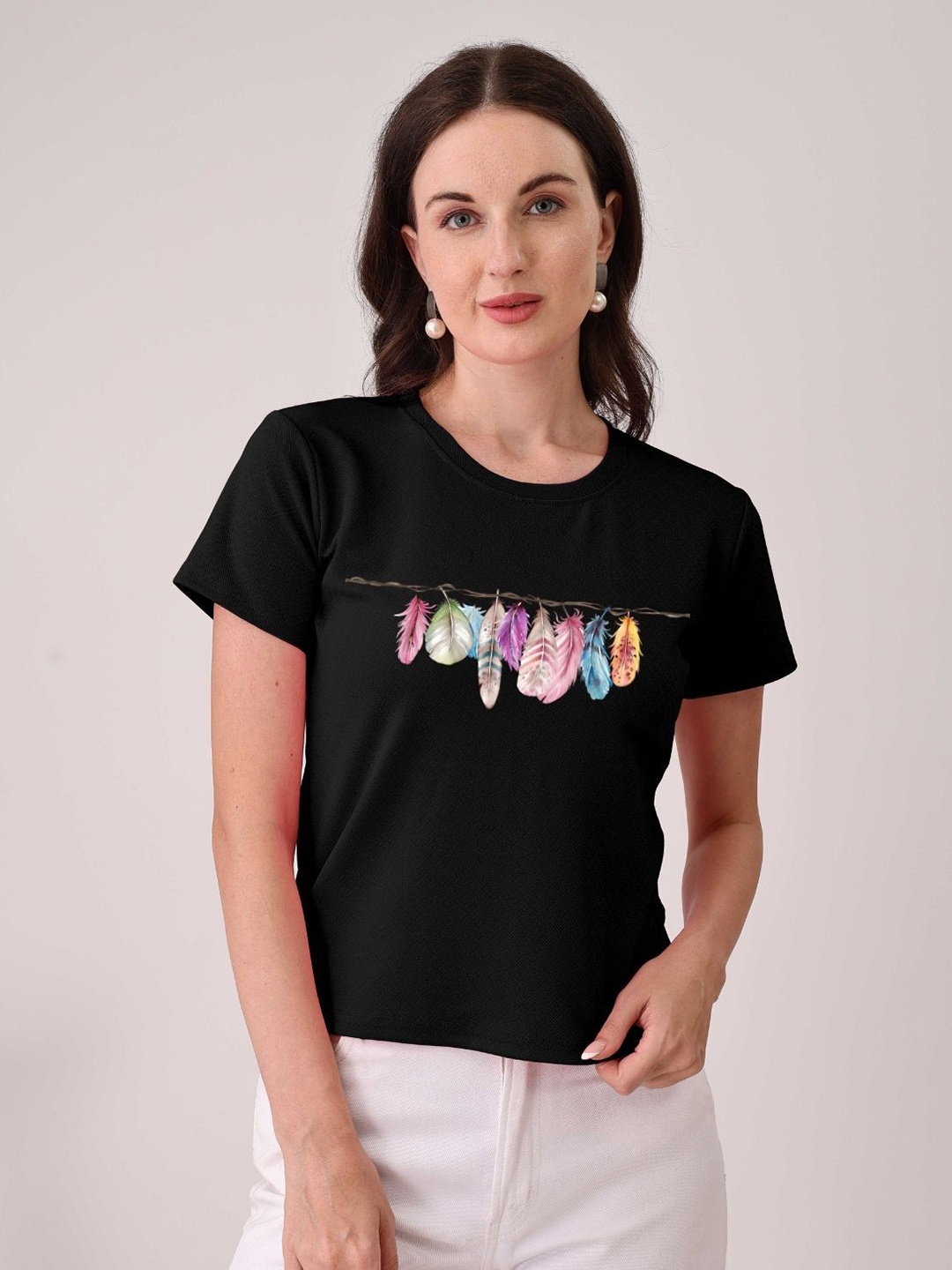

Moda Rapido Women Graphic Printed Round Neck Cotton T-shirt, Black