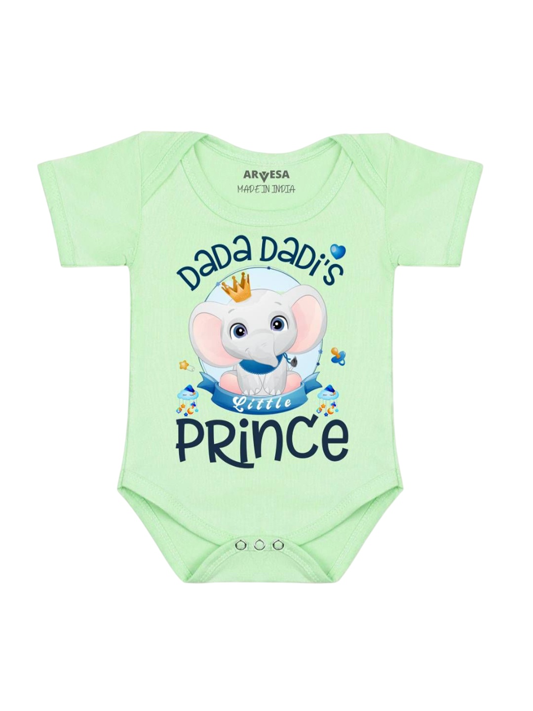 

Arvesa Kids Dada Dadi Little Prince Printed Romper, Green