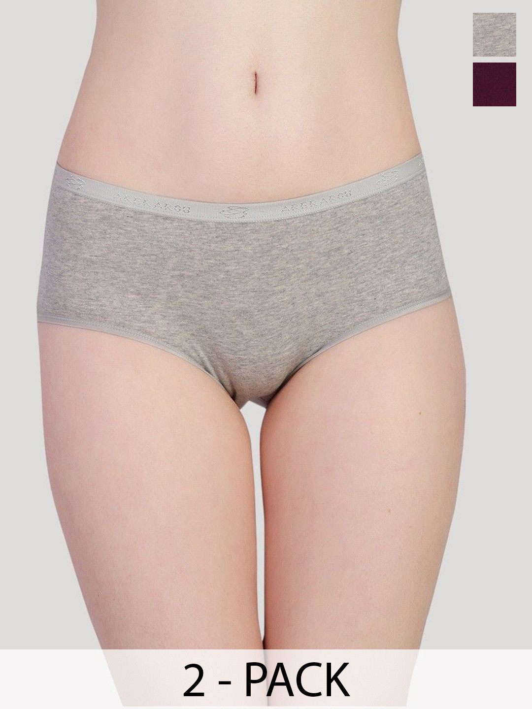 

PLUMBURY Pack Of 2 Mid Rise Period Briefs - PL-PANTY2006-GR/PURP-XXL, Grey