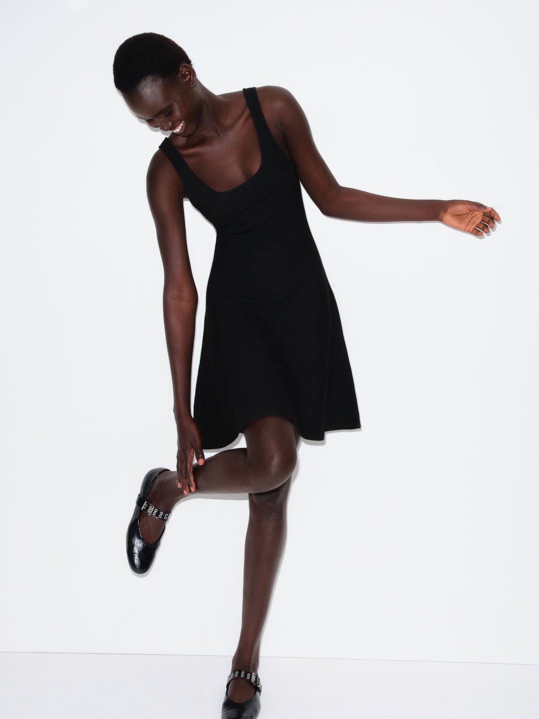 

H&M Flared-Skirt Dress, Black