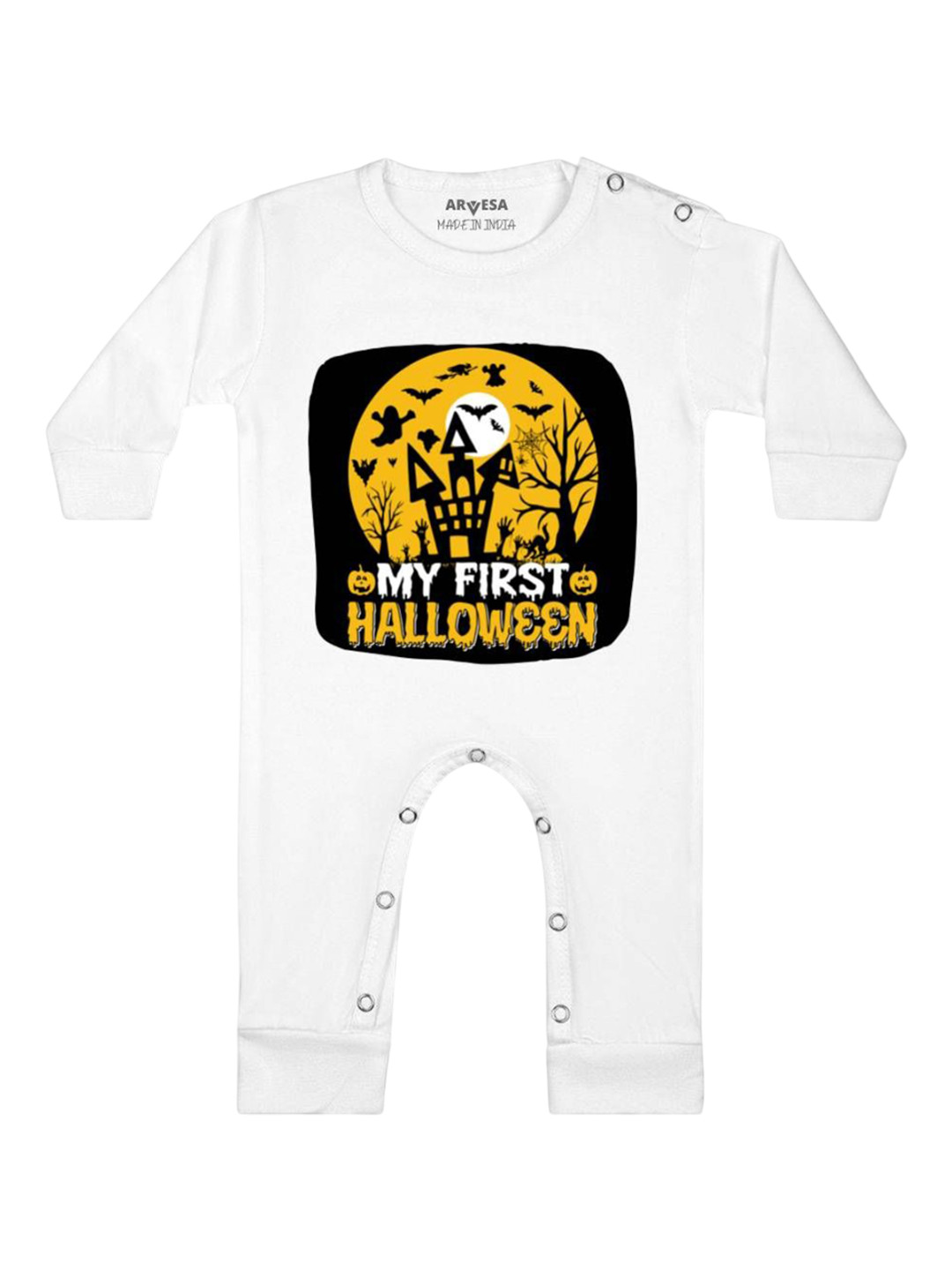 

Arvesa First Halloween Printed Baby Romper, White