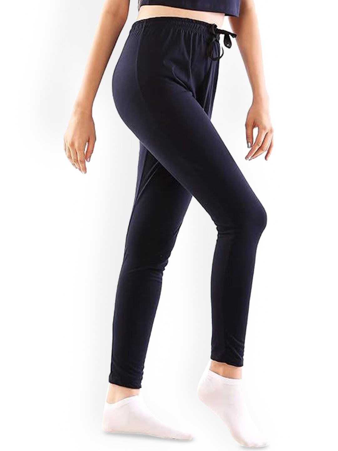 

LAPPEN FASHION Women Mid-Rise Cotton Track Pants, Navy blue