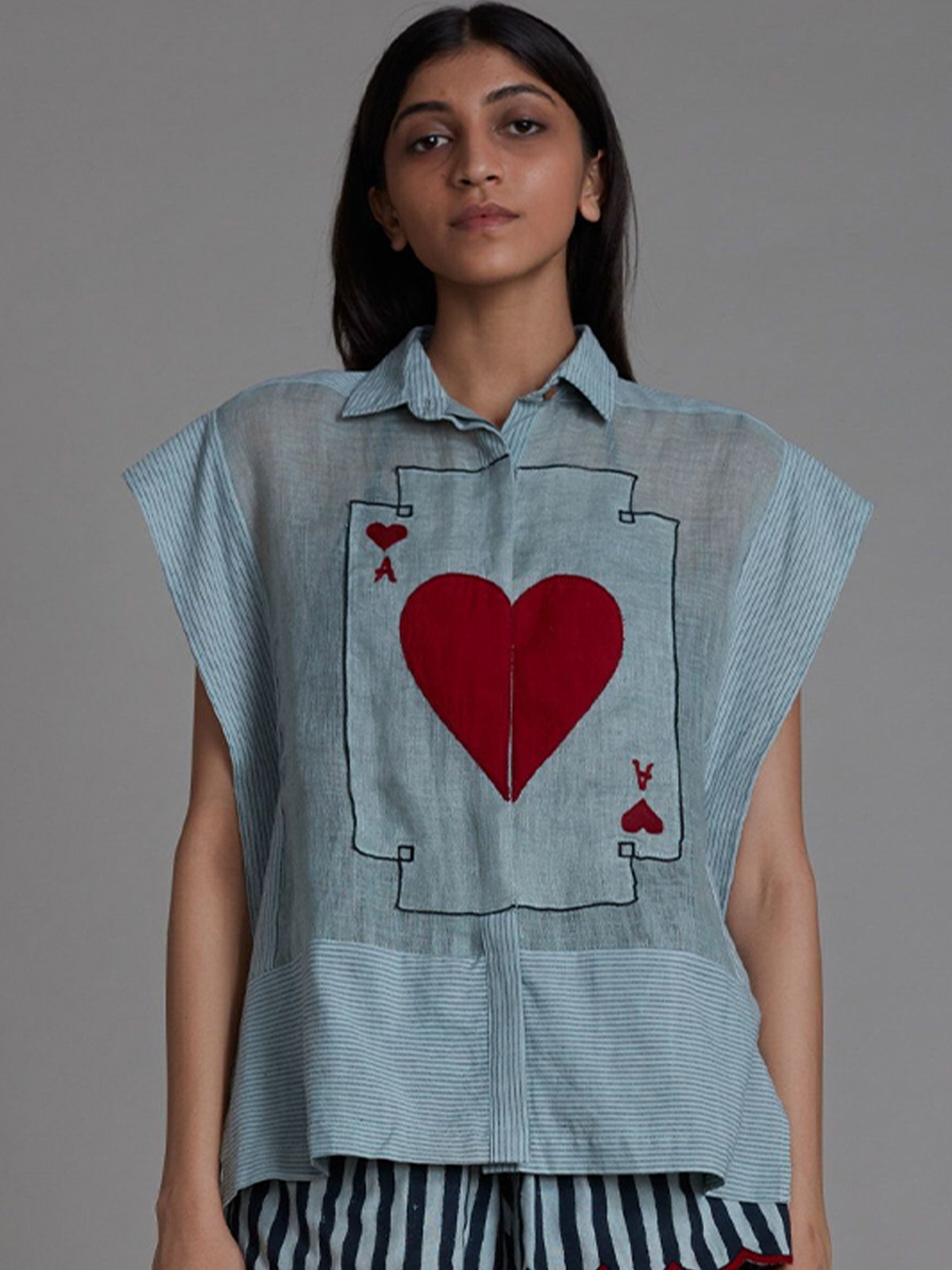 

MATI Linen Top, Blue