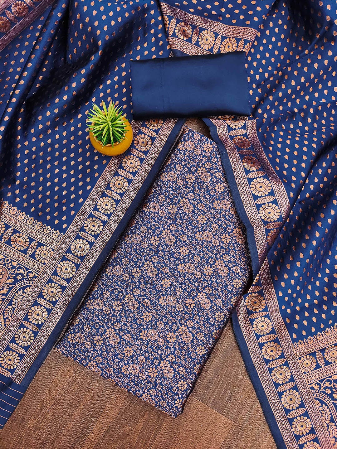 

SAINOOR Unstitched Dress Material, Navy blue