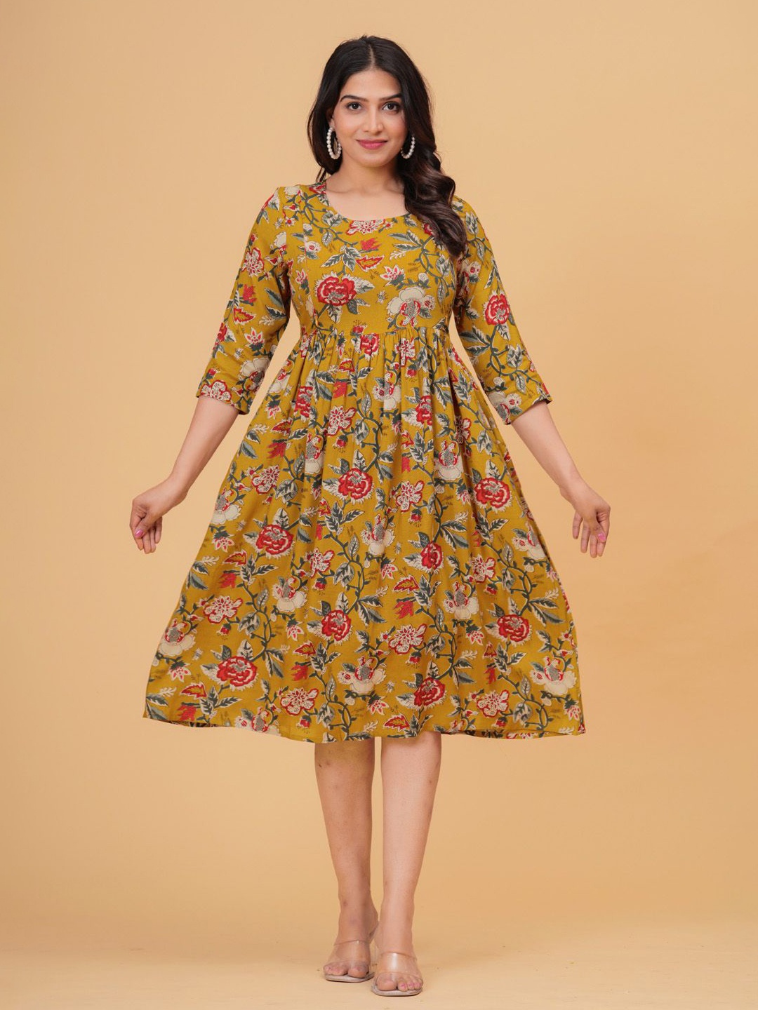 

TANISHA Floral Print Maternity A-Line Dress, Brown