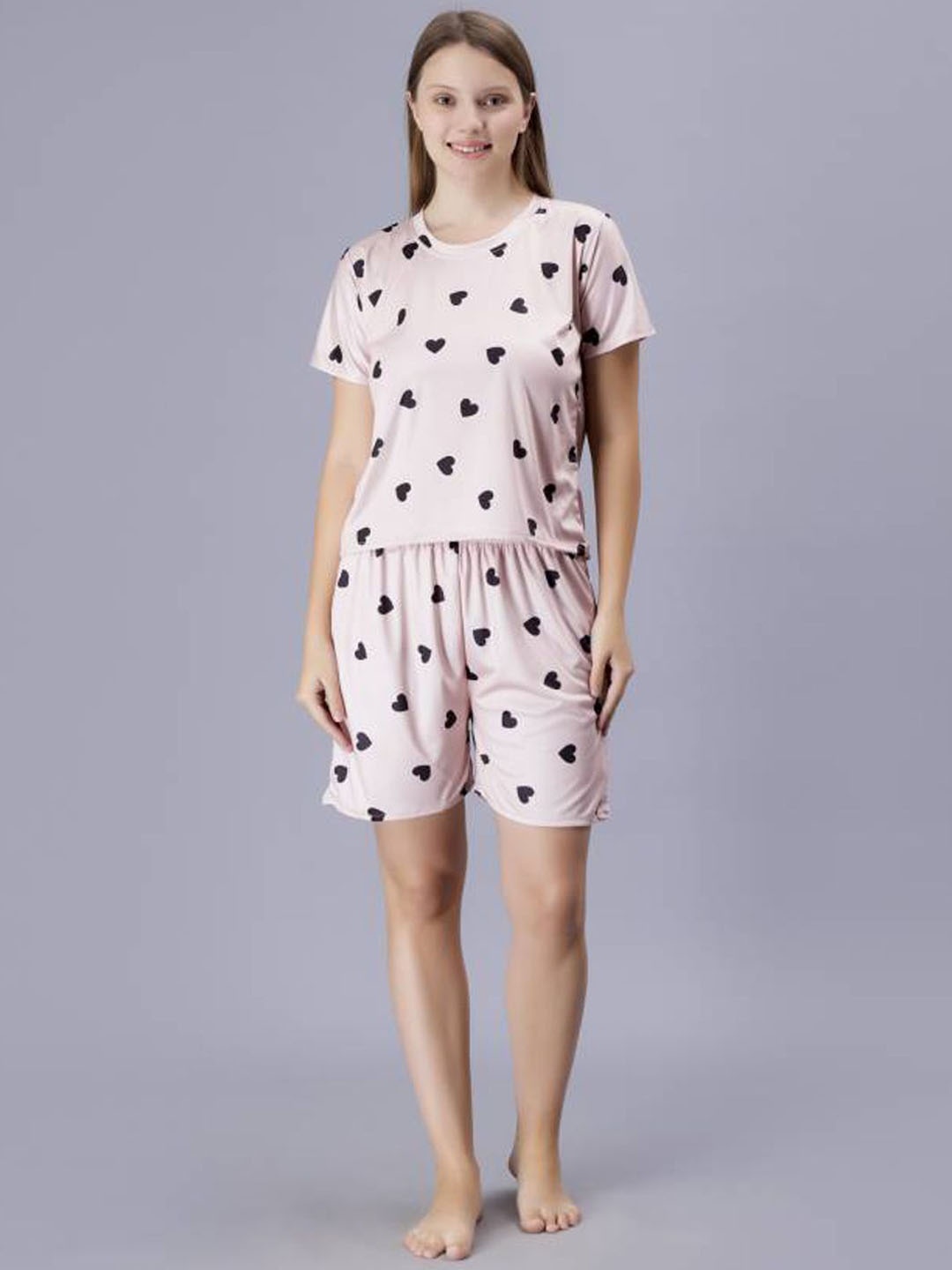 

Dreambe Women Printed Night suit, Pink