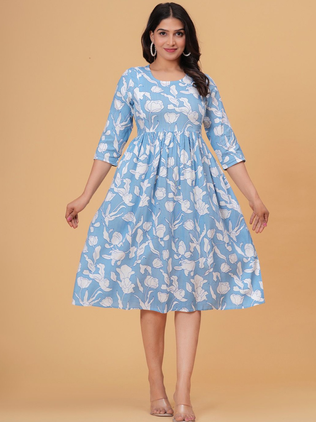 

TANISHA Floral Print Maternity A-Line Dress, Blue