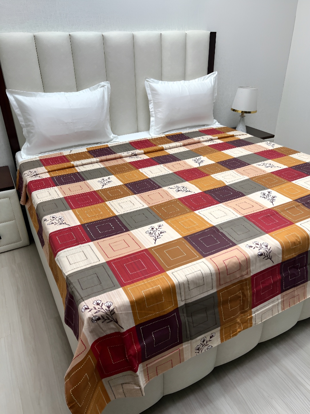 

Pure Decor Brown & Mustard Floral Printed Pure Cotton King Size Duvet Cover