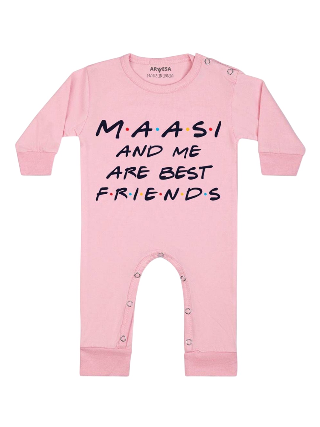 

Arvesa Kids Maasi & Me Are Best Friend Printed Baby Romper, Pink