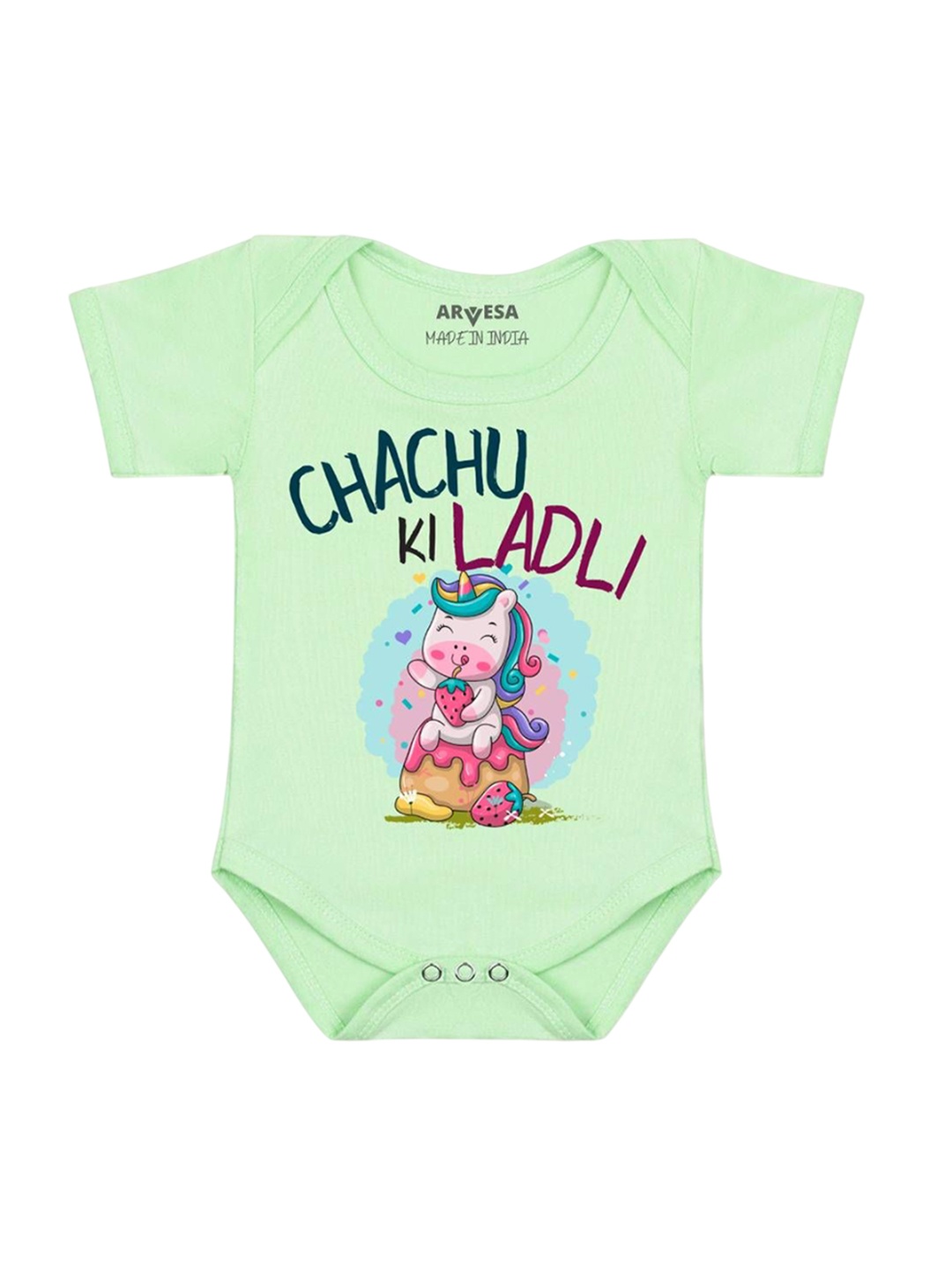 

Arvesa Kids Chachu Ki Ladli Printed Romper, Green