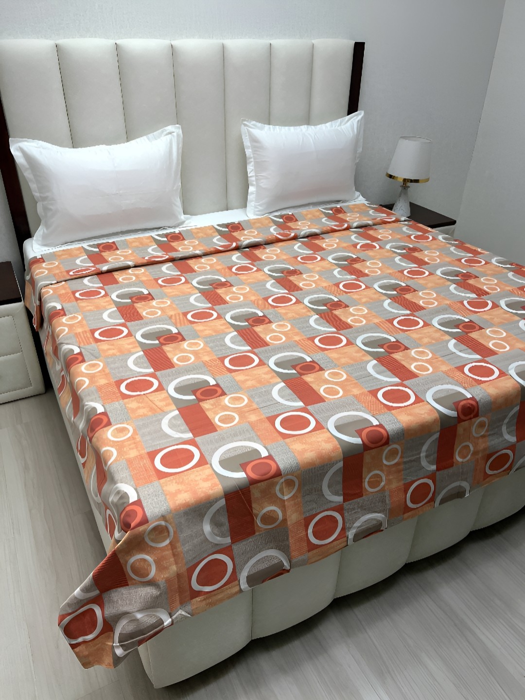 

Pure Decor Rust & Grey Printed Pure Cotton 260 TC King Size Duvet Cover