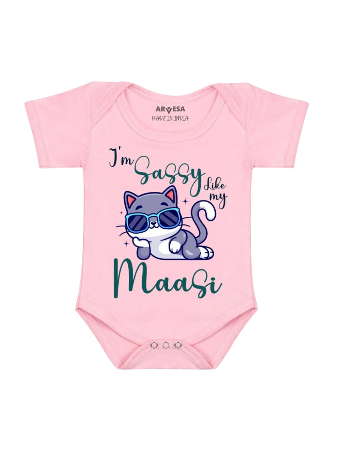 

Arvesa I Am Sassy Like My Bua Printed Romper, Pink