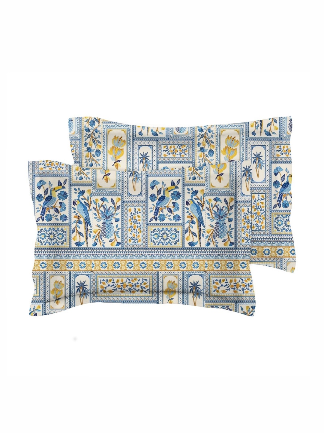 

bsb home Valancia Blue 2 Pieces Printed 180 TC Pure Cotton Rectangle Pillow Covers