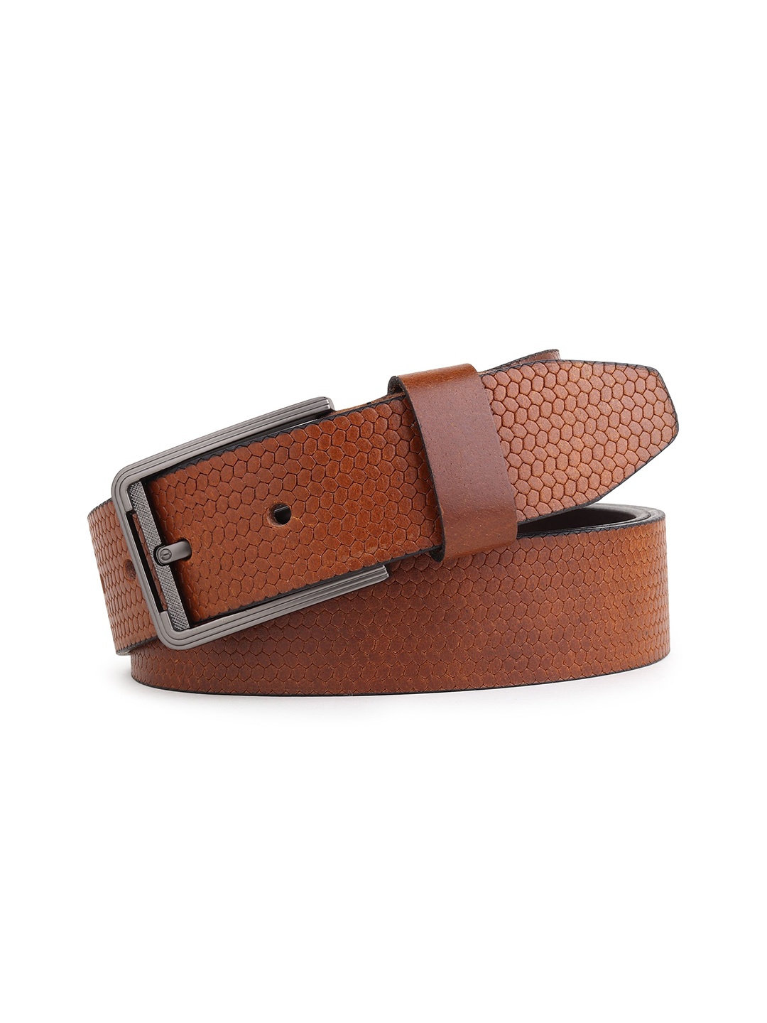 

Metronaut Men Textured Leather Formal Belt, Tan