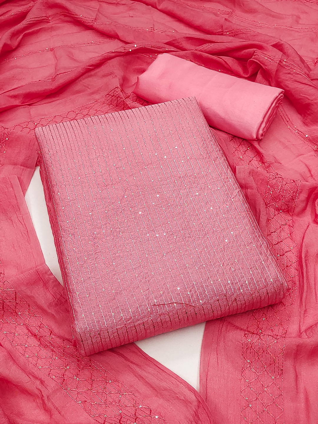 

SAINOOR Embroidered Unstitched Dress Material, Pink