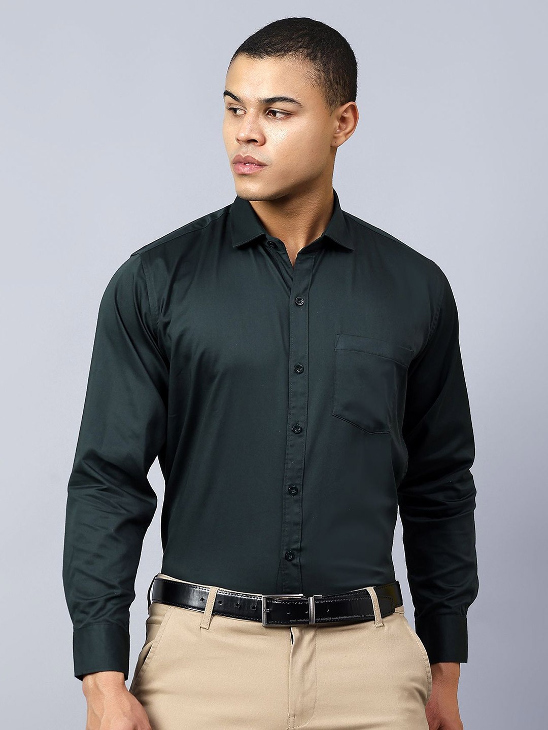 

CODE OF HONOUR Men Comfort Opaque Casual Shirt, Green