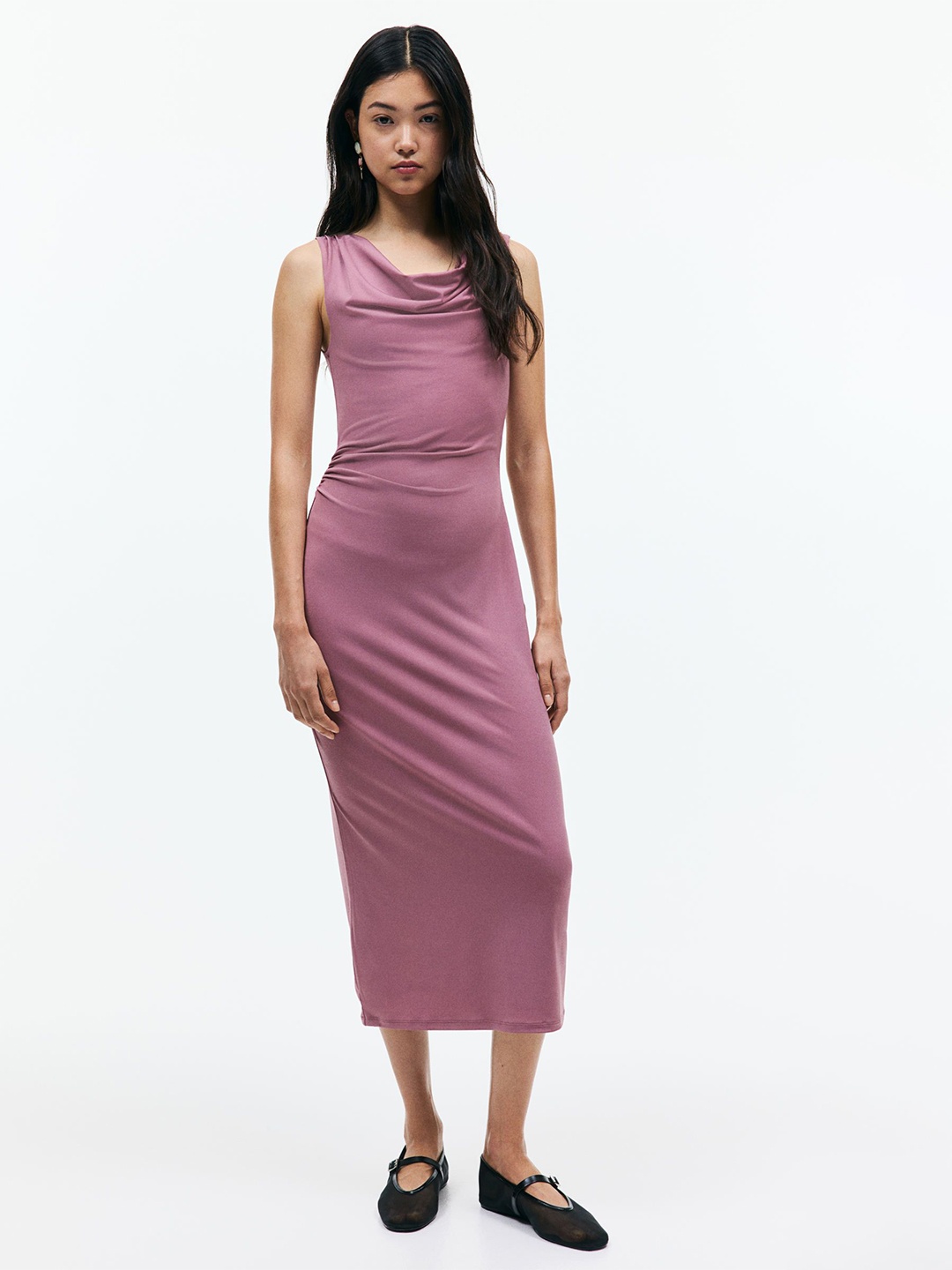 

H&M Draped Midi Dress, Pink