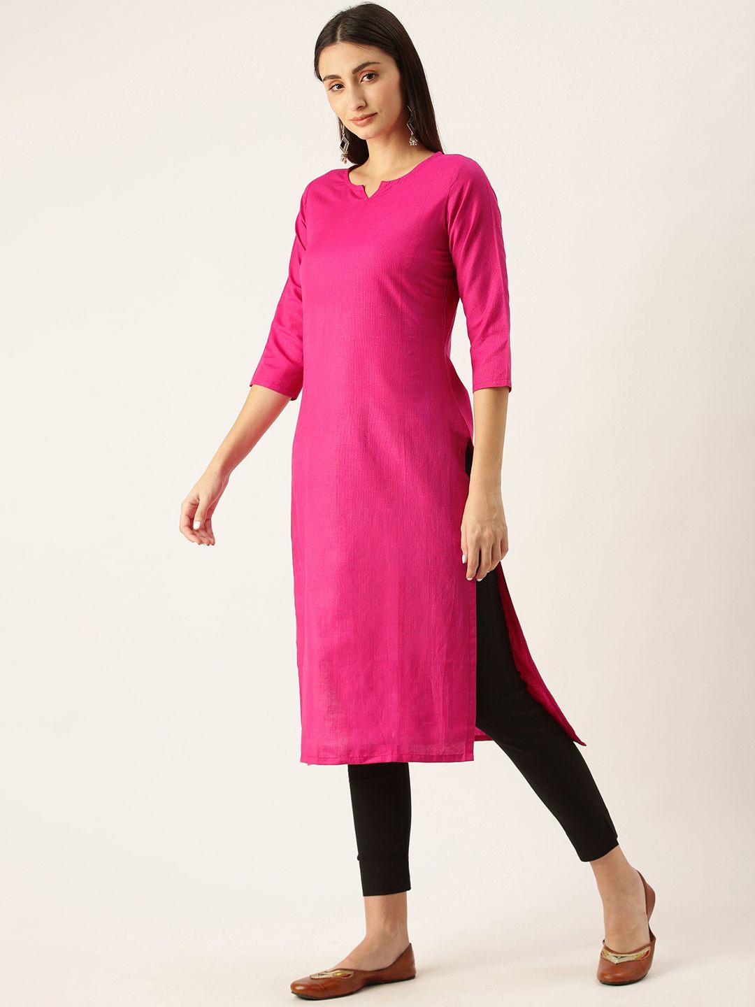 

DIVASTRI Notch Neck Straight Kurta, Pink