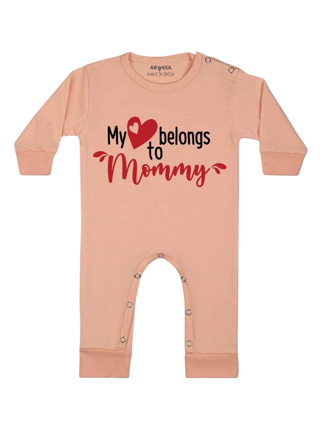 

Arvesa Kids My Heart Beling To Mommy Printed Baby Romper, Peach