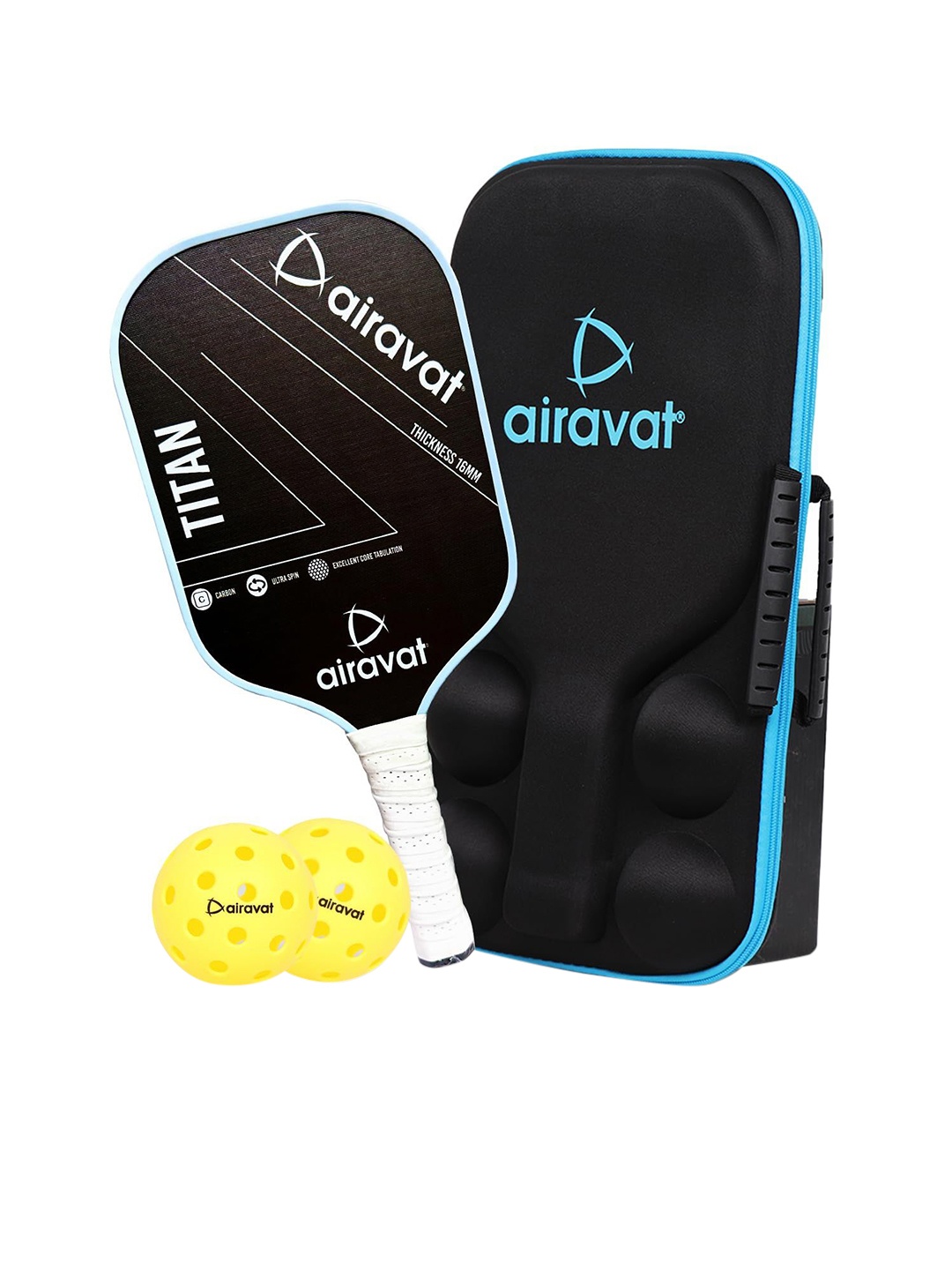 

AIRAVAT 3-Pcs Printed Titan Pickleball Paddle Set, White