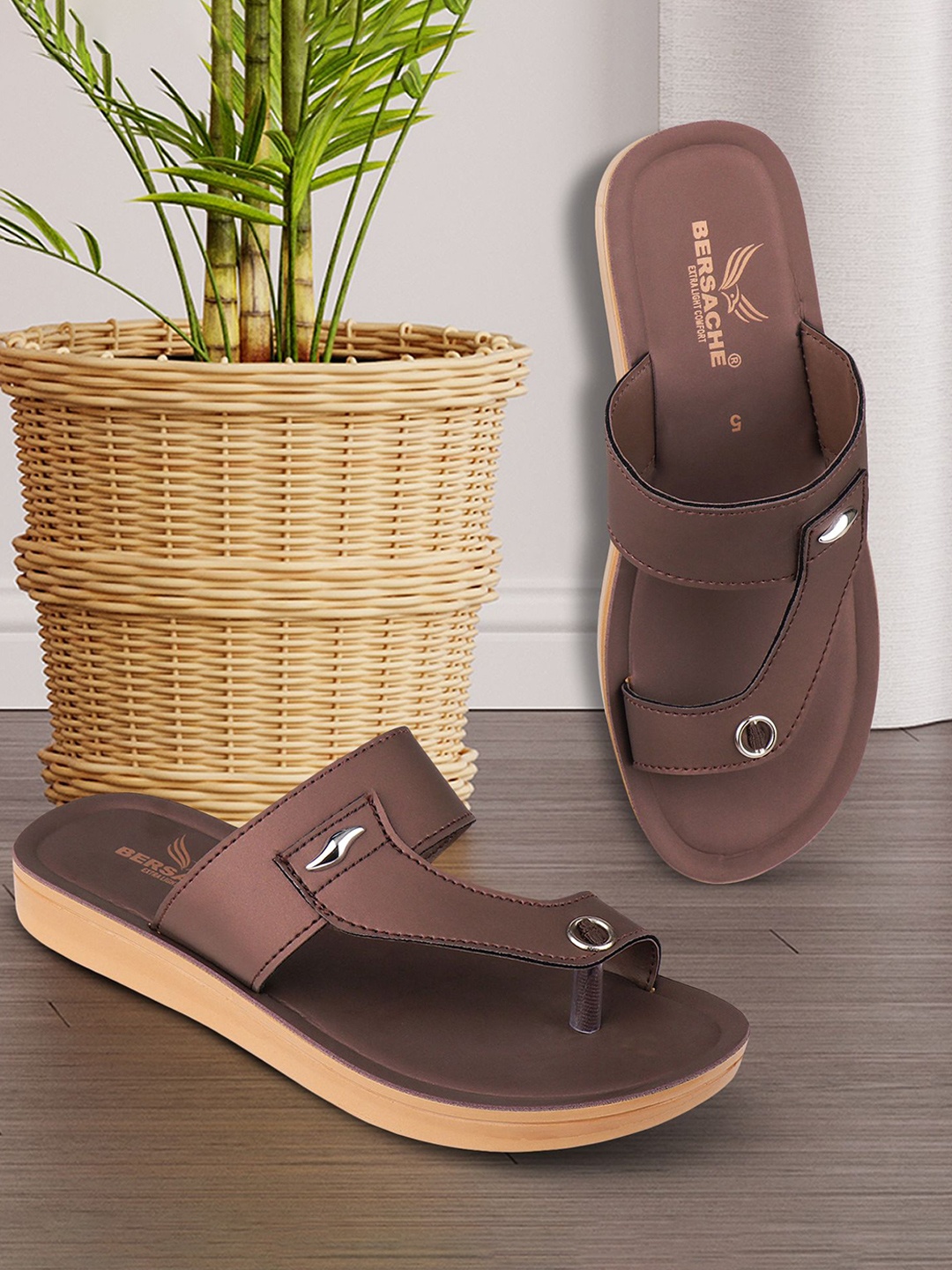 

BERSACHE Women Thong Flip-Flops, Brown