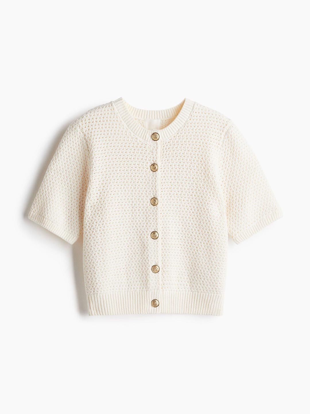 

H&M Textured-Knit Cardigan, Beige