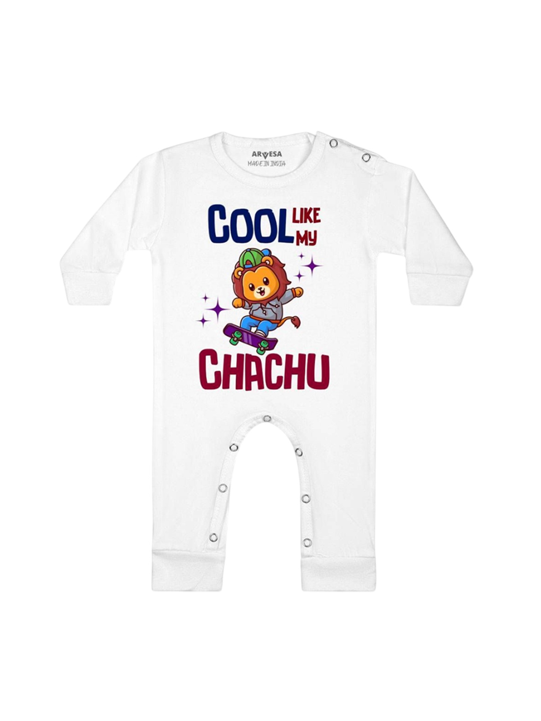 

Arvesa Kids Cool Like My Chachu Printed Baby Romper, White