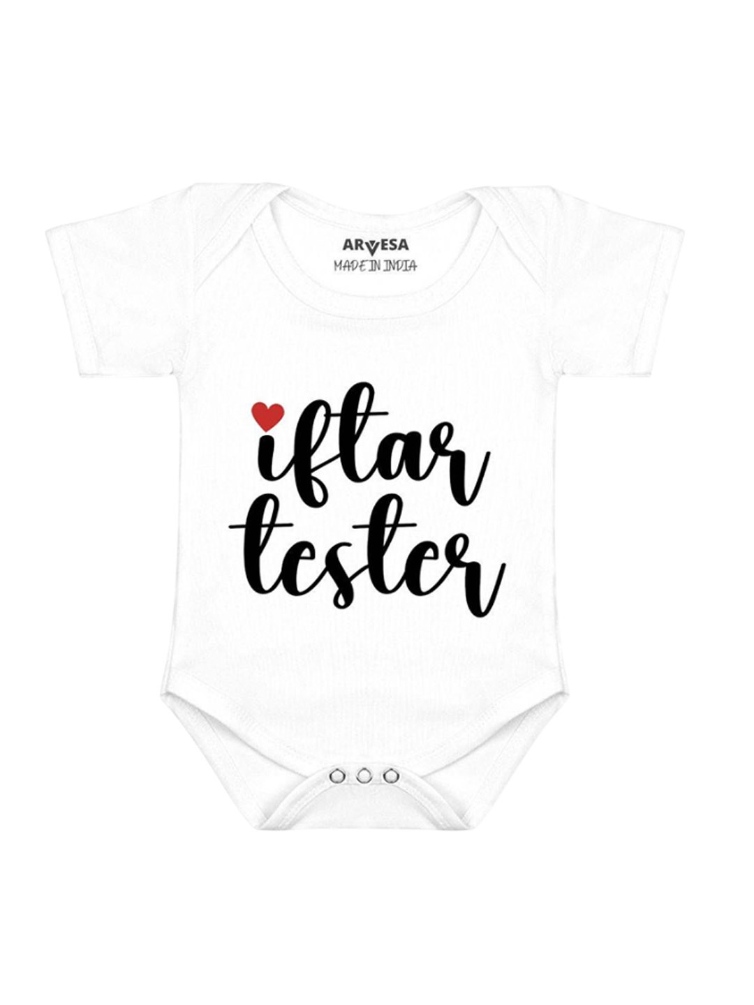 

Arvesa Infants Iftar Tester Printed Envelope Neck Bodysuit, White