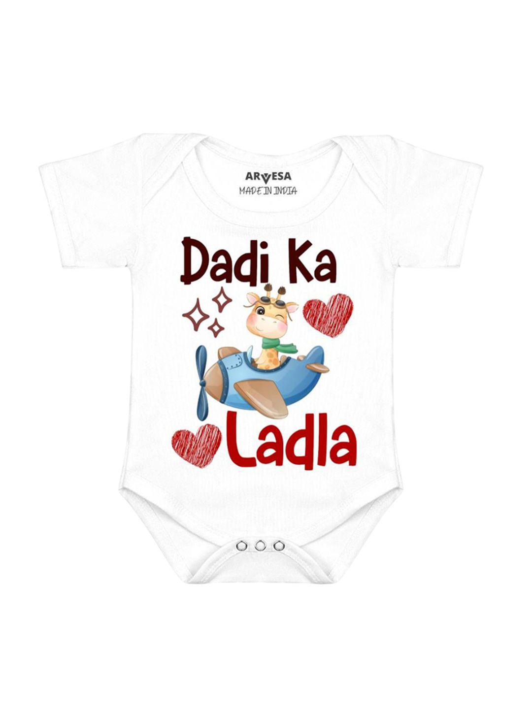 

Arvesa Kids Dadi Ka Ladla Printed Cotton Romper, White