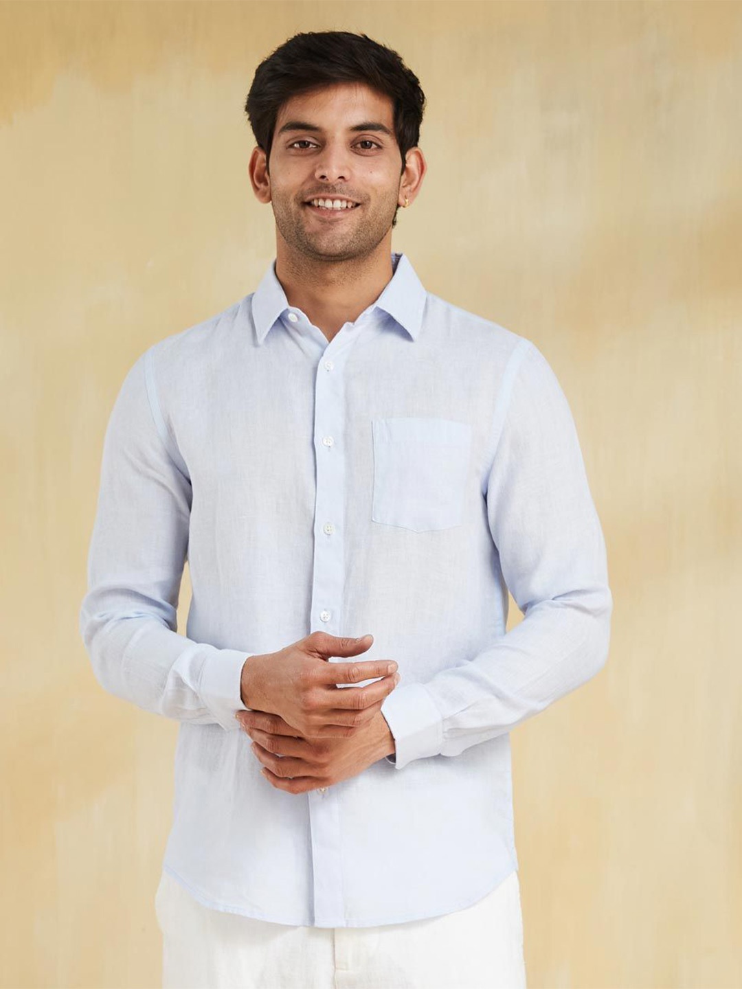 

Fabindia Men Slim Fit Opaque Casual Shirt, Blue