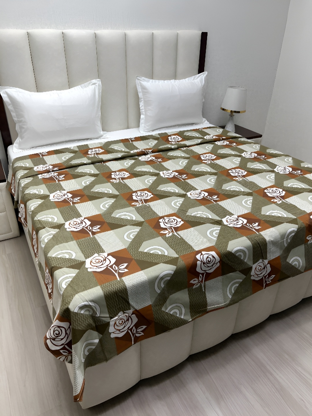 

Pure Decor Green & Rust Printed Pure Cotton 260 TC King Size Duvet Cover