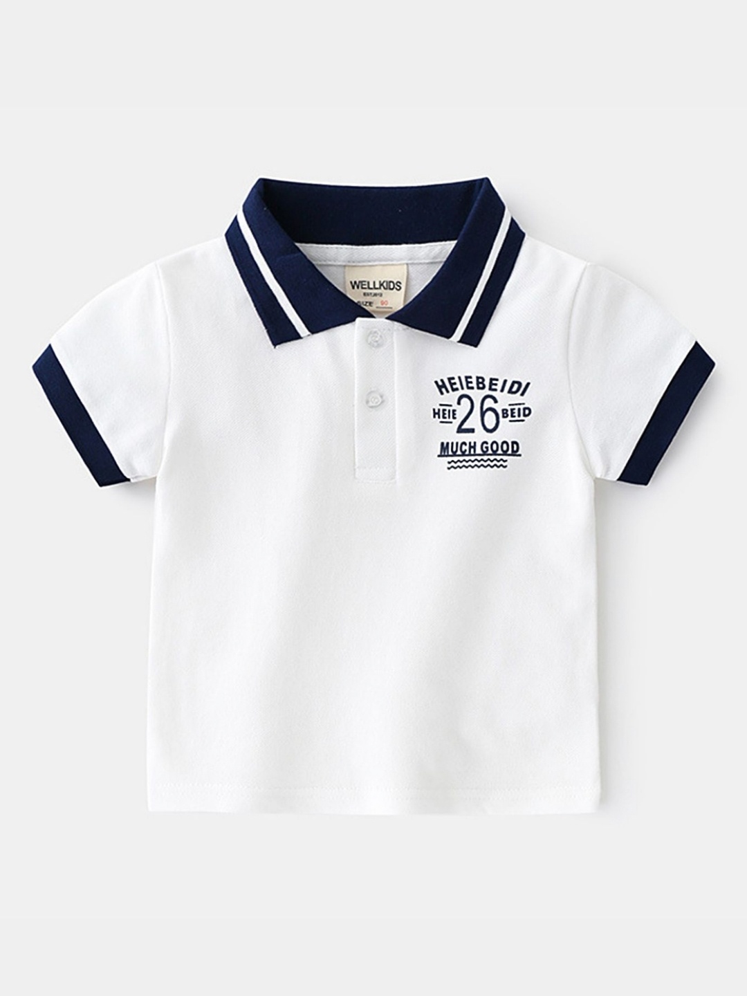 

LULU & SKY Boys Typography Printed Polo Collar Cotton T-shirt, White