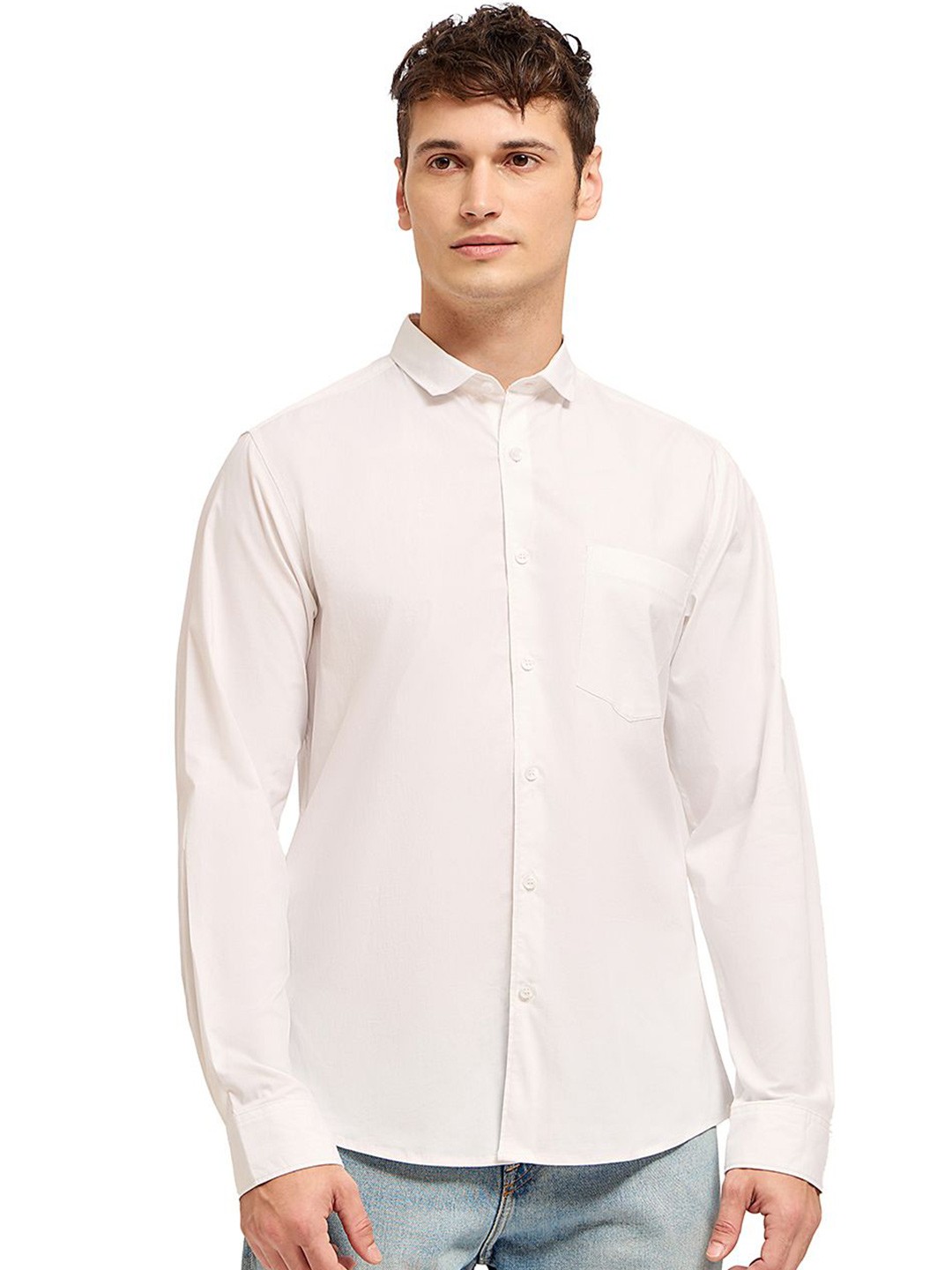 

Mast & Harbour Men Comfort Opaque Casual Shirt, White