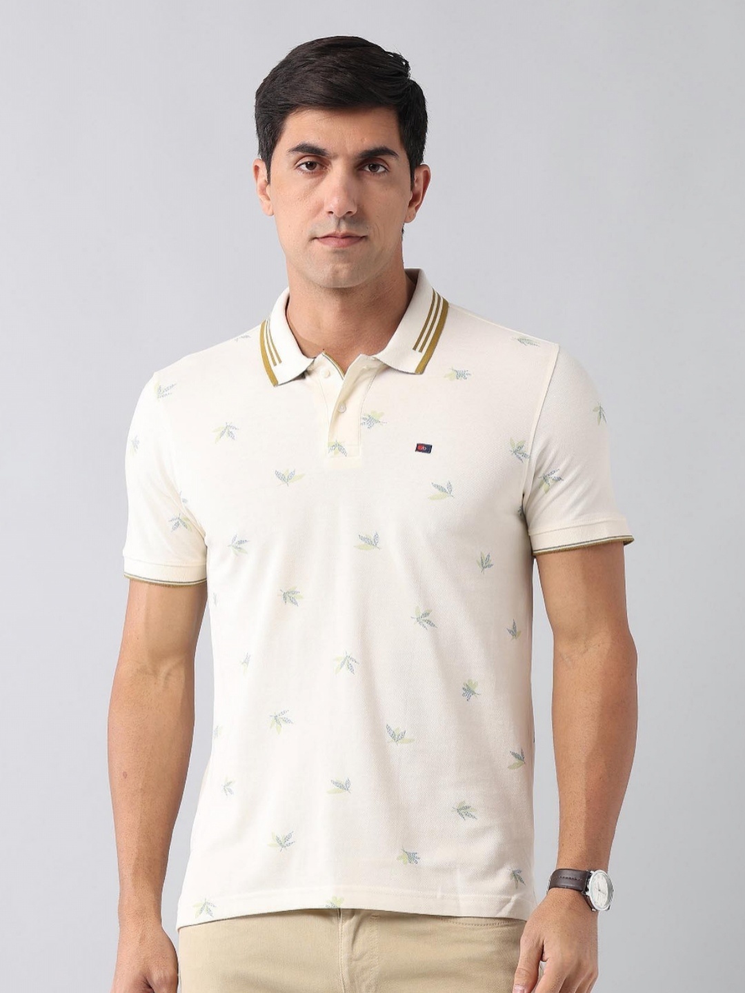 

AD By Arvind Men Printed Polo Collar Slim Fit T-shirt, White