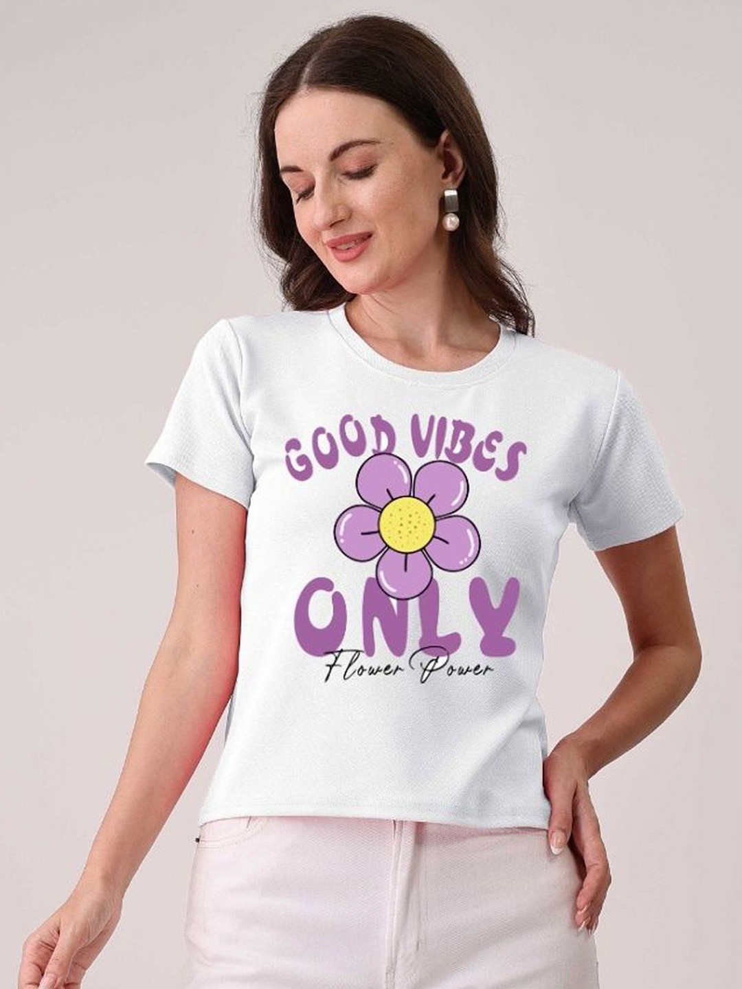 

Moda Rapido Women Graphic Printed Round Neck Cotton T-shirt, White