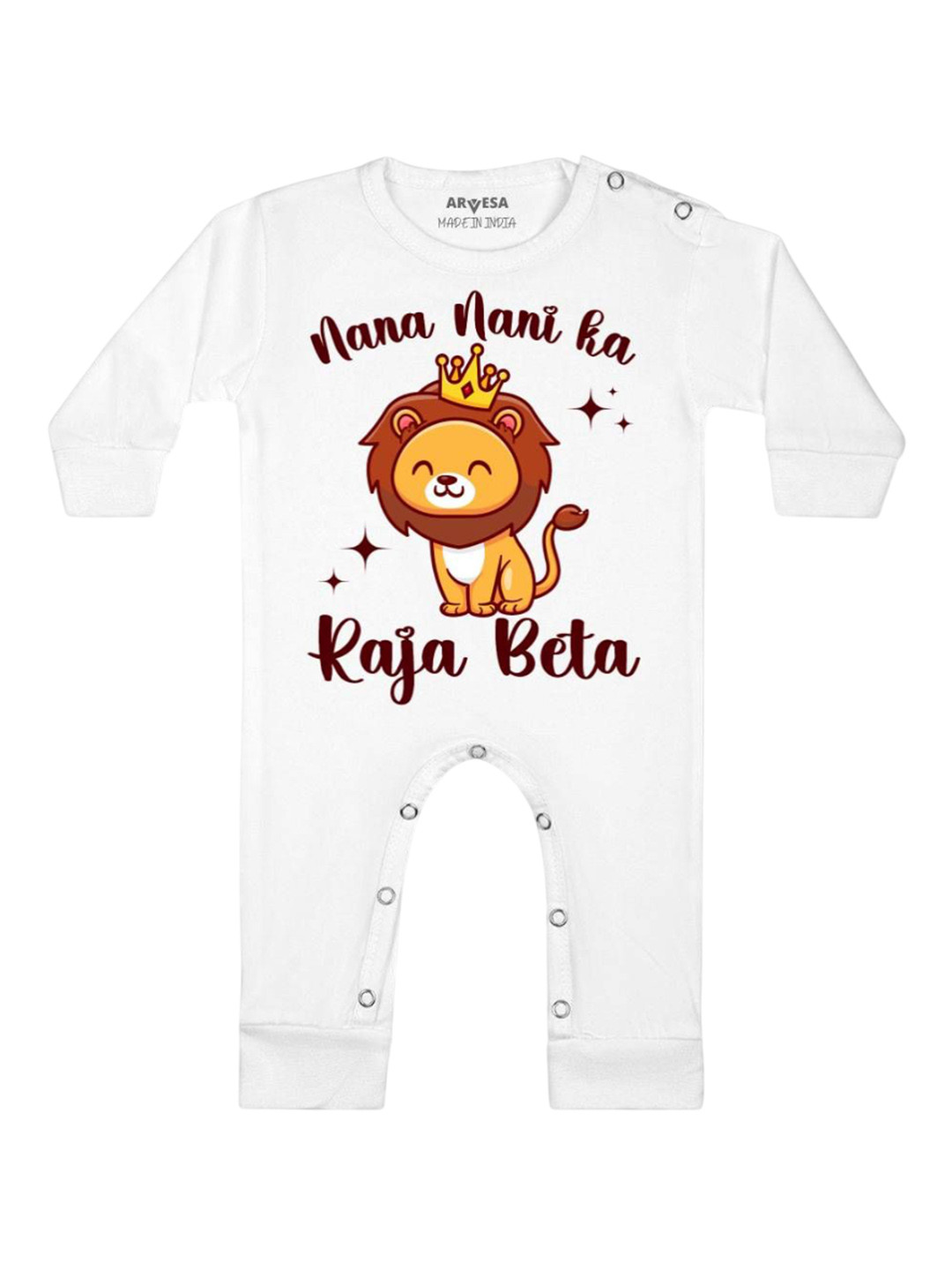 

Arvesa Kids Nana Nani Raja Beta Printed Baby Romper, White