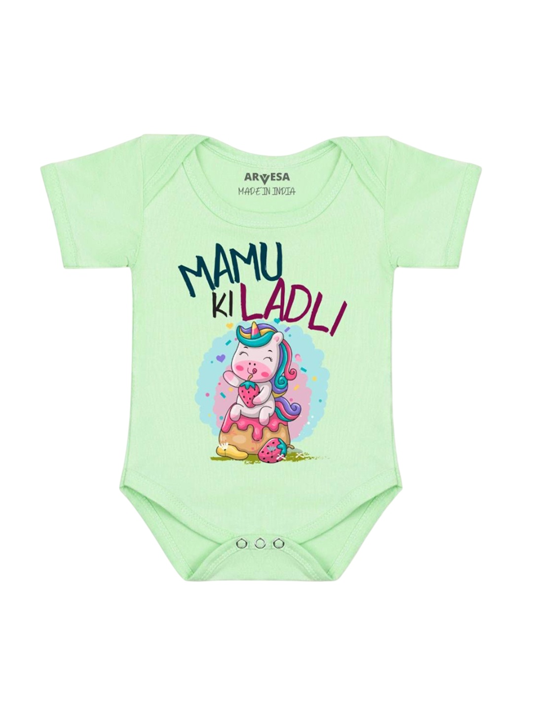 

Arvesa Mamu Ki Ladli Printed Romper, Green