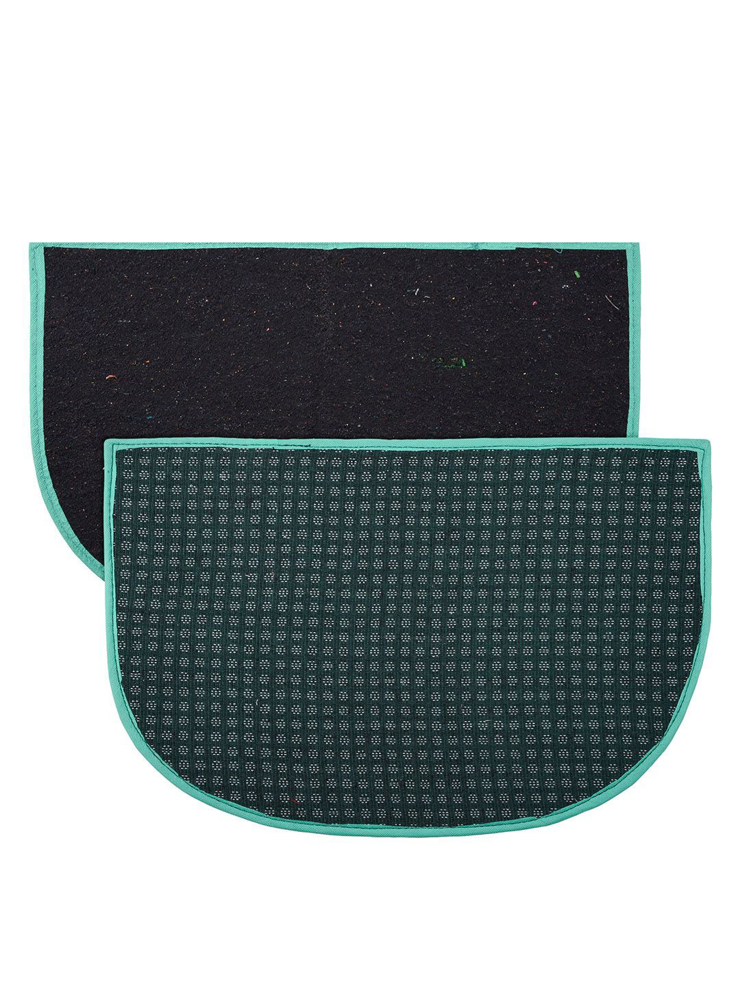 

Kuber Industries Black & Green Printed Woollen D-Shaped Anti-Skid Door Mat