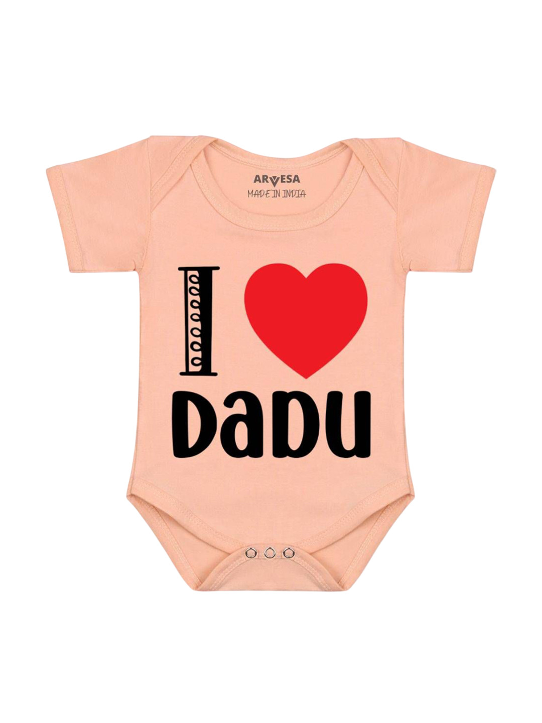 

Arvesa I Love Dadu Printed Romper, Peach