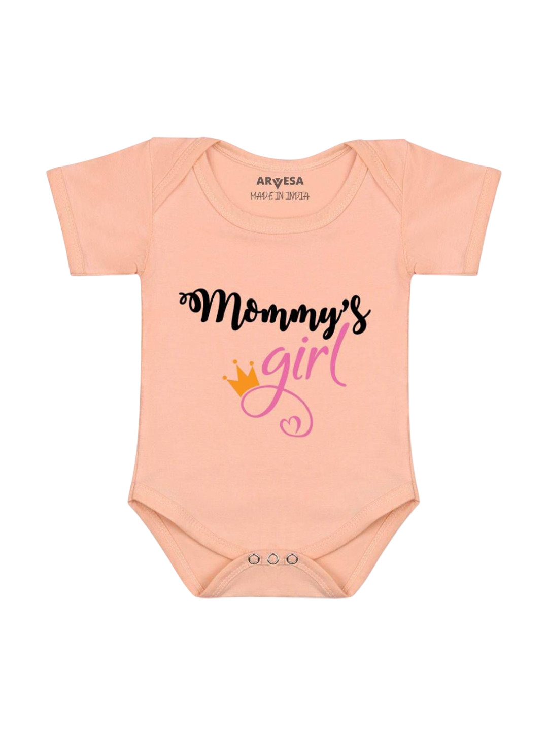 

Arvesa Girls Printed Romper, Peach