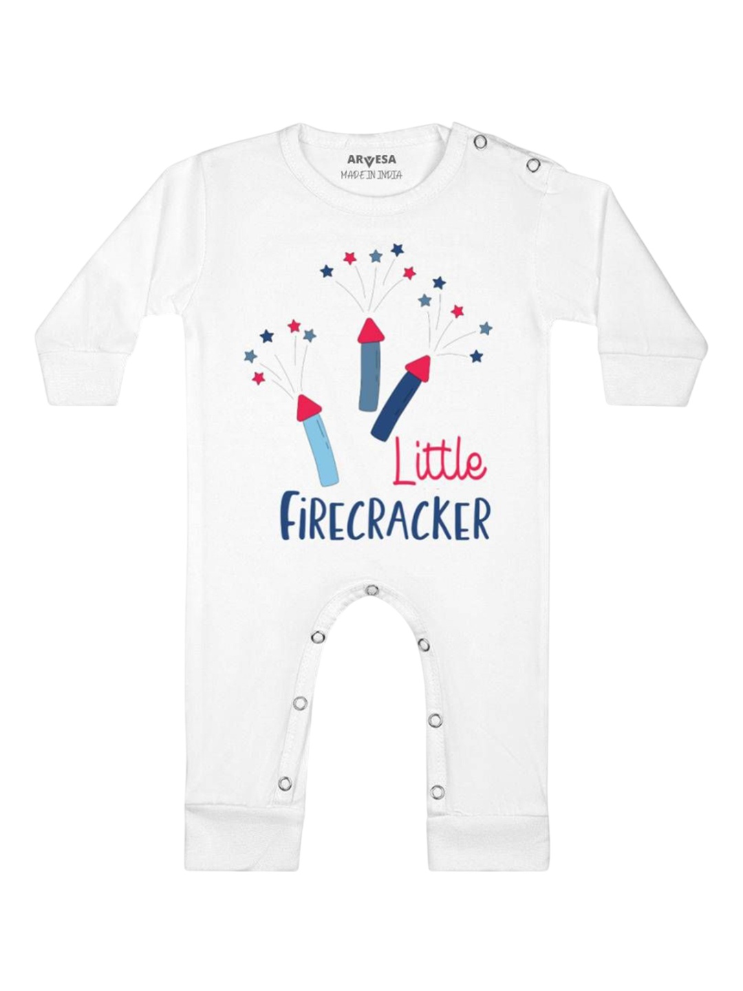 

Arvesa First Diwali Printed Baby Romper, White