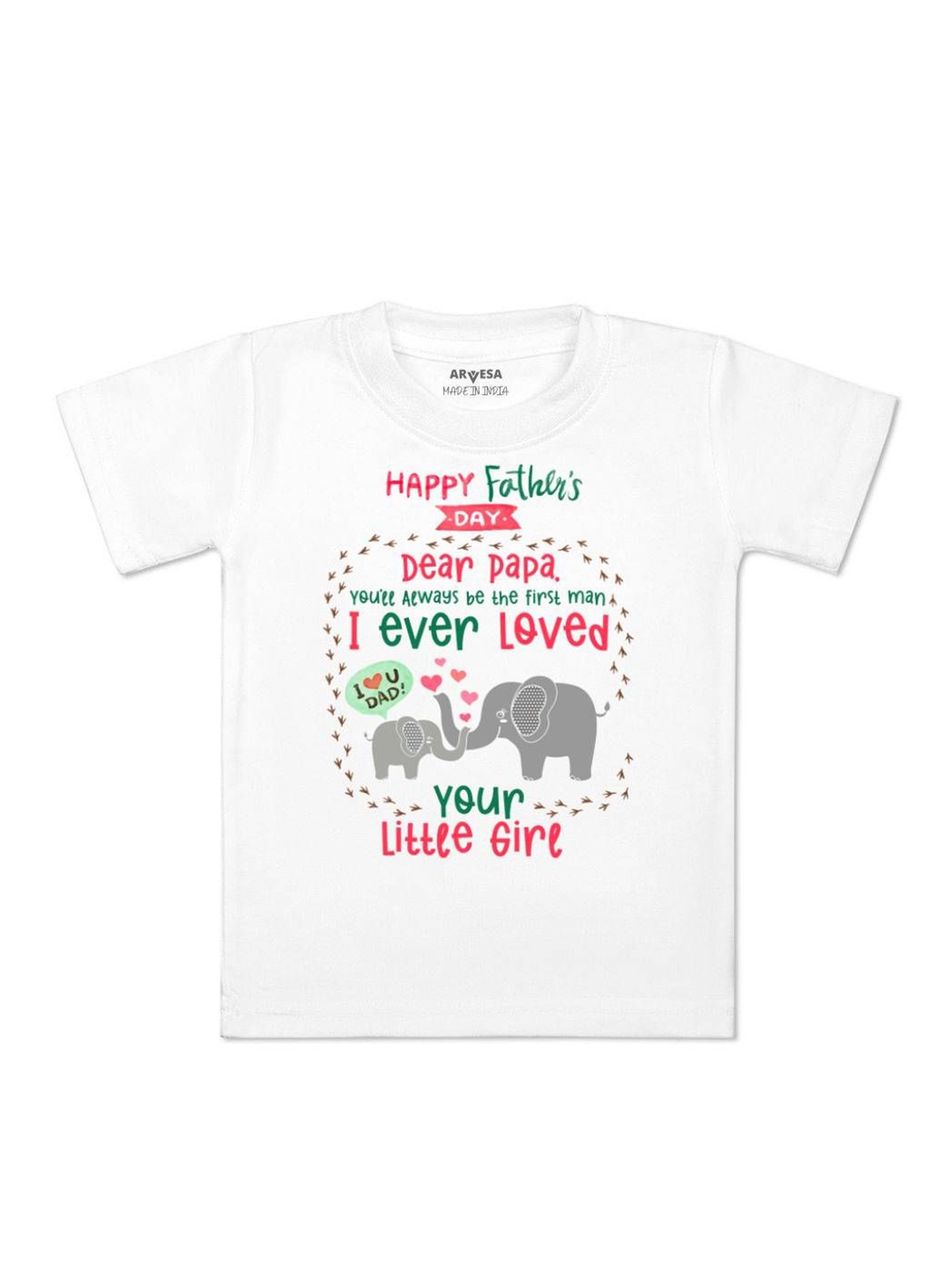 

Arvesa Happy Father Days Printed Kids Unisex T-shirt, White