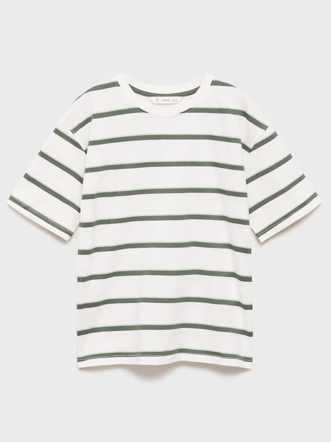

Mango Kids Boys Striped Drop-Shoulder Sleeves Cotton T-shirt, Cream