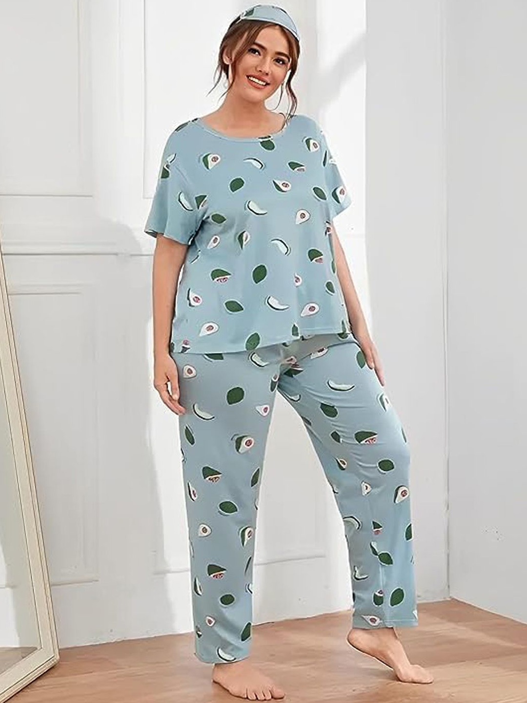 

Dreambe Women Printed Night suit, Blue