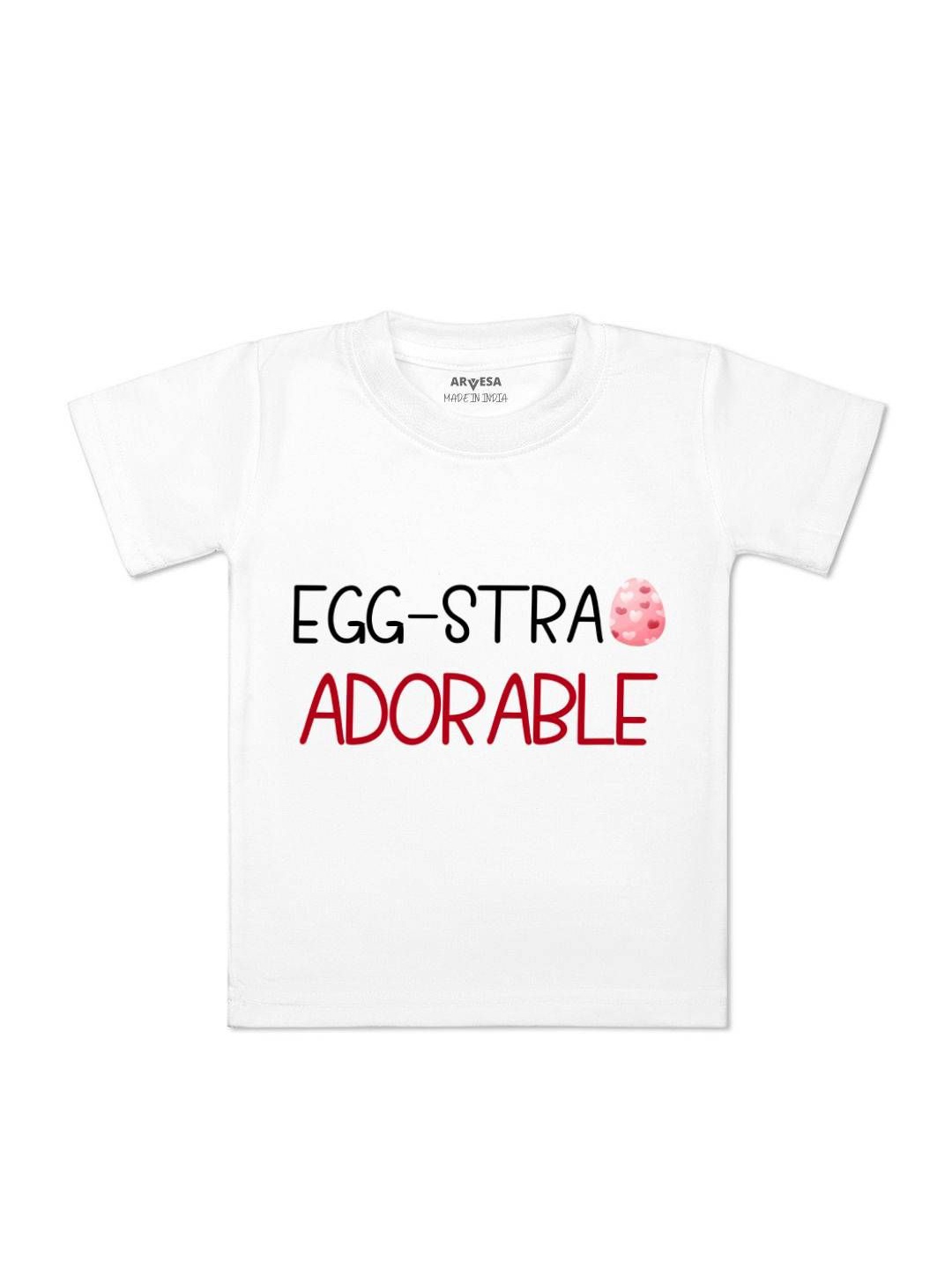 

Arvesa Egg-Stra Adorable Printed Kids Unisex T-shirt, White