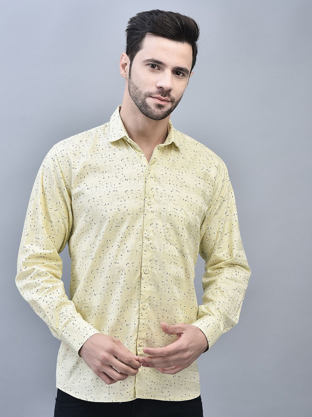 

CODE OF HONOUR Men Comfort Floral Opaque Printed Casual Shirt, Yellow