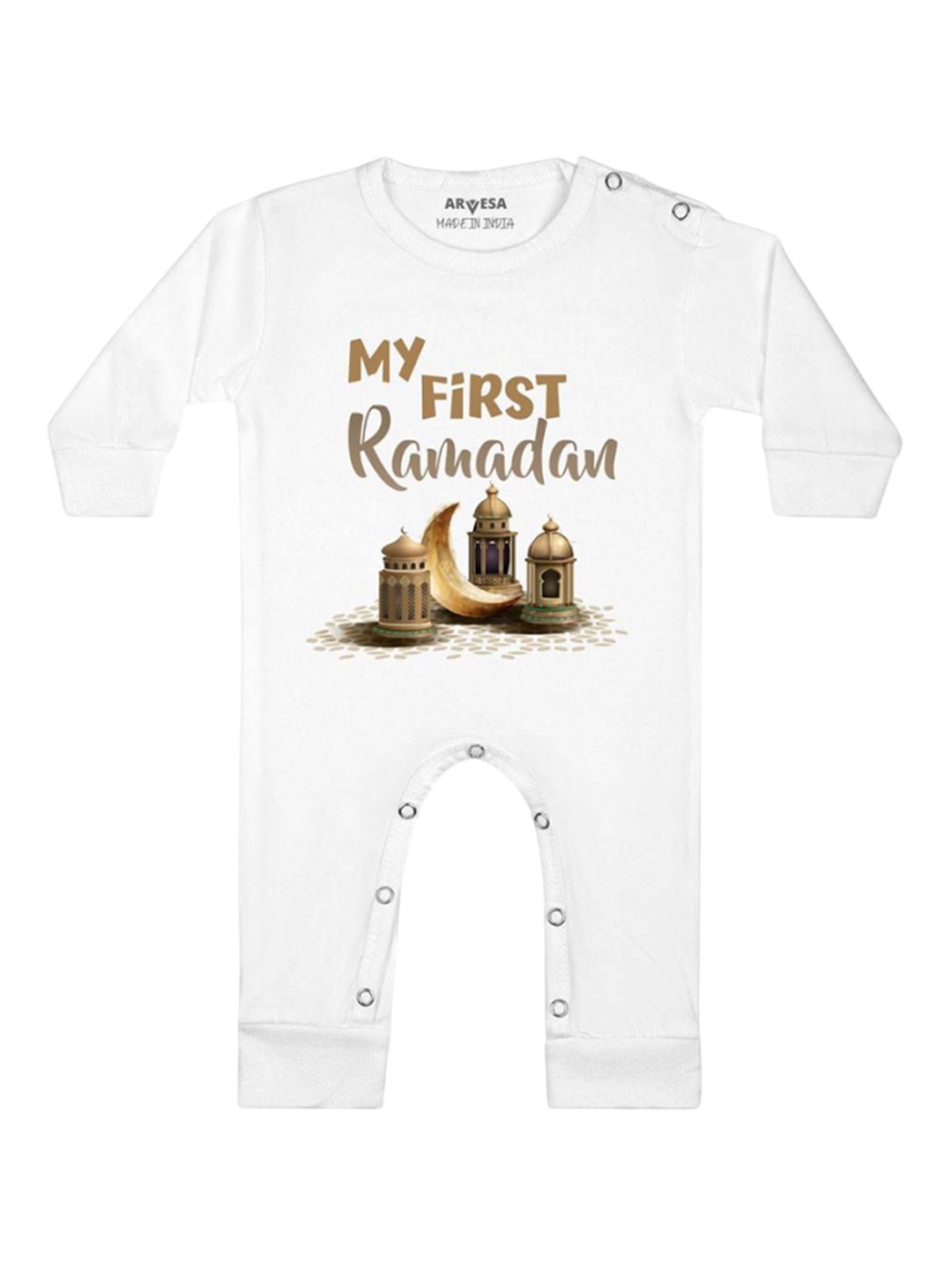 

Arvesa Infants Kids Typography Printed Bodysuit Rompers, White