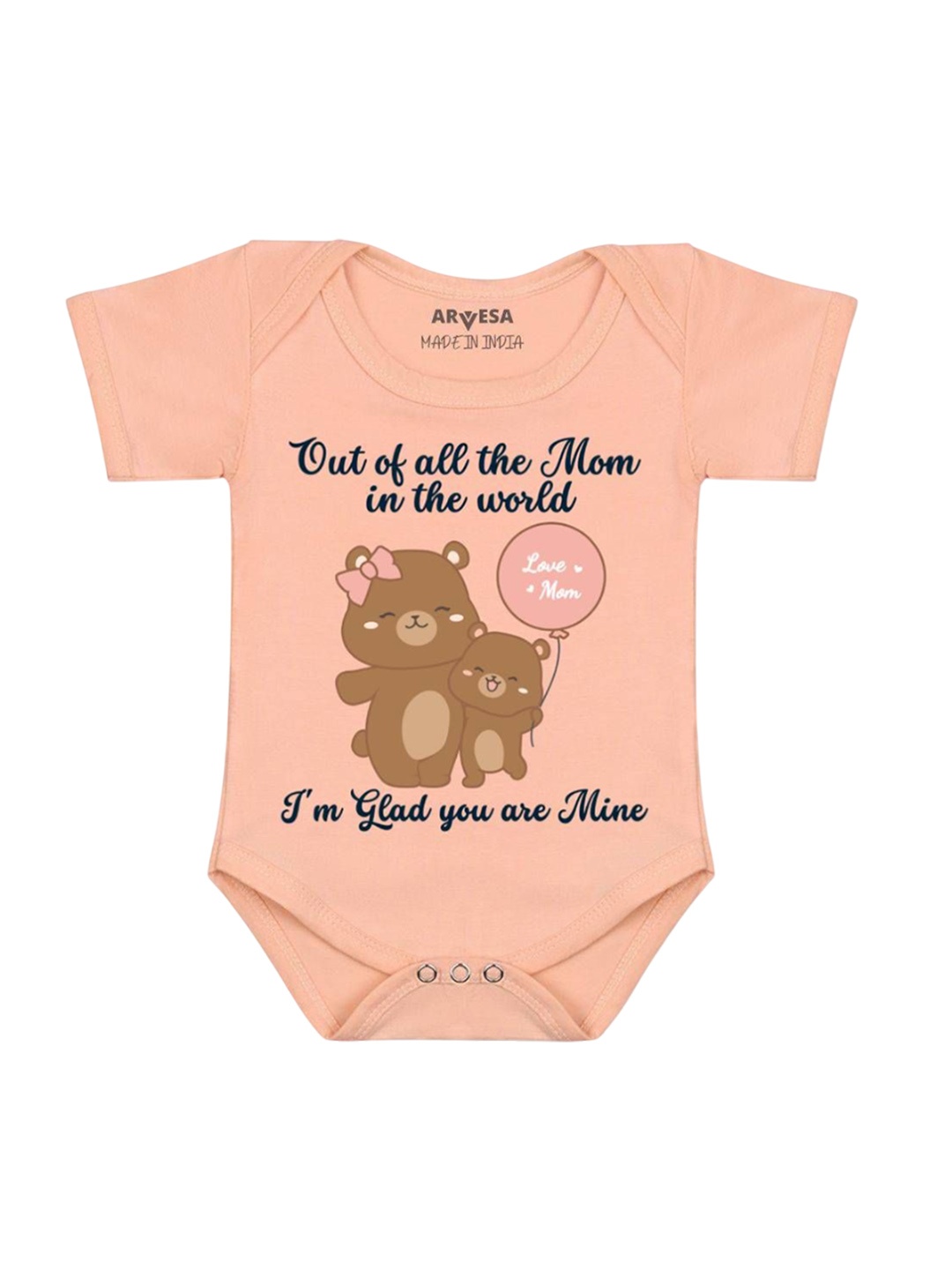 

Arvesa Unisex I Am Glad You Are Mine Mom Printed Romper, Peach