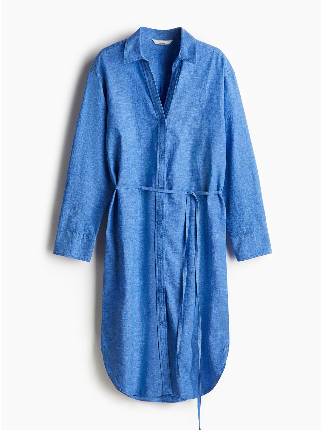 

H&M Linen-Blend Shirt Dress, Blue